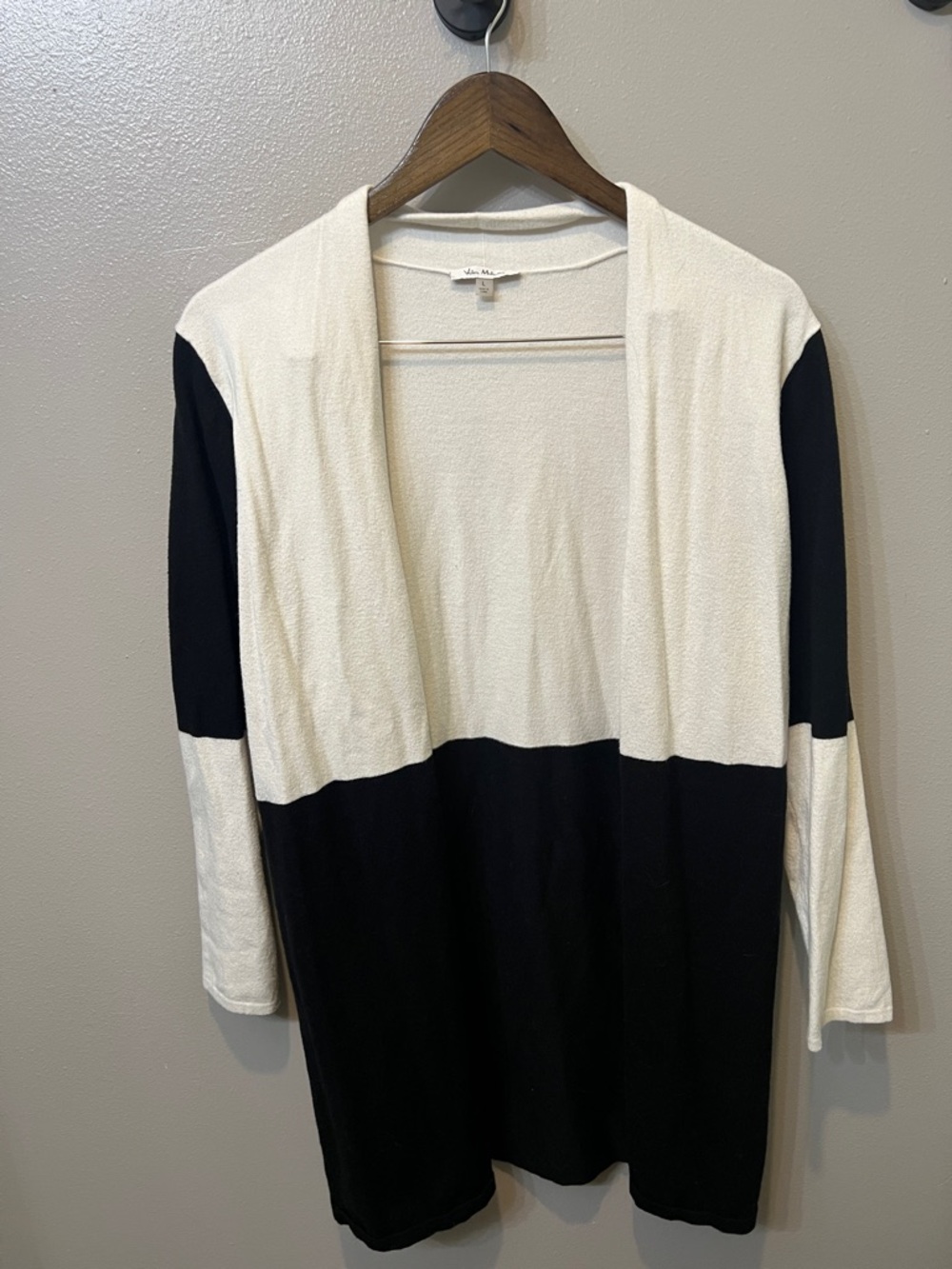 Monochrome Colorblock Black & White Open Cardigan